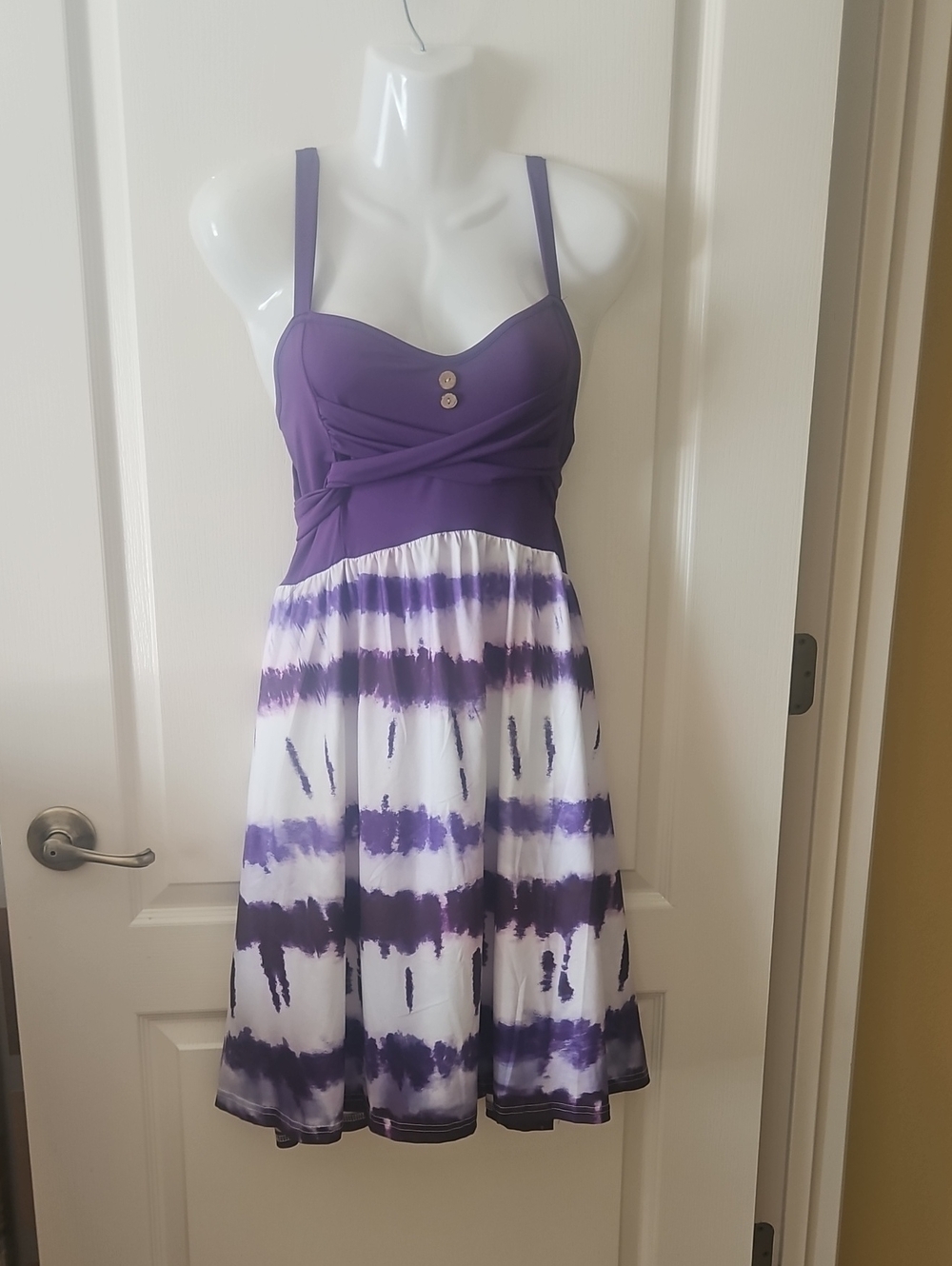 Girls Tied Dyed Dress Purple White Size XL 12-14